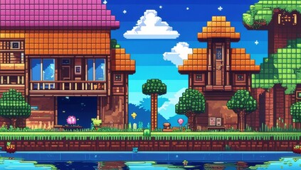 Illustration pixel art for game genre adventure rpg