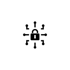 Cybersecurity Network Centralized Data Protection Lock Icon for Secure Digital Systems