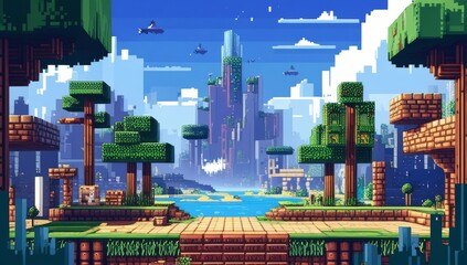 Illustration pixel art for game genre adventure rpg