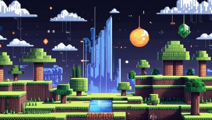 Illustration pixel art for game genre adventure rpg