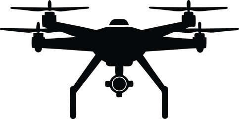 drone silhouette vector, modern flying device illustration