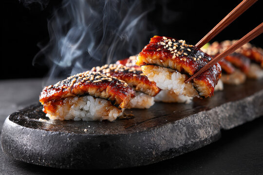 Soulful unagi nigiri with kabayaki glaze