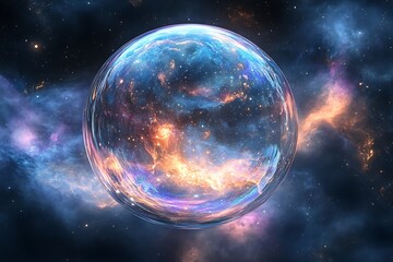 Fototapeta premium Artistic Nebula Galaxy inside a Luminous Sphere against cosmic sky and colorful space