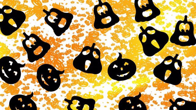 Gentle pumpkin doodle patterns unfold like autumn whispers perfect for wallpaper animations, cozy digital backgrounds, modern seasonal loops, festive decor visuals, and creative motion templates