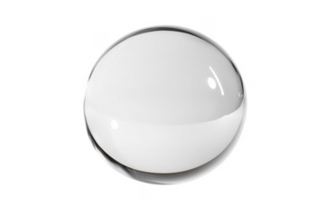 Clear sphere reflecting light isolated on a transparent background