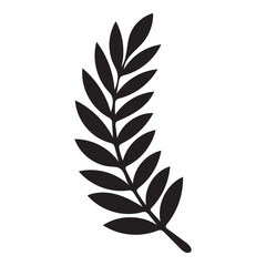 Black Silhouette of Symmetrical Tree with Pointed Leaves