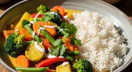 Delicious Vegetable Curry with Rice.