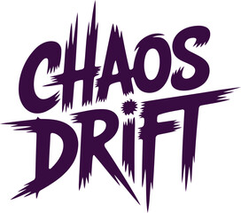 Stylized "Chaos Drift" Logo Depicting Energy and Sharpness with a Bold, Purple Palette That Adds to Its Edginess and Sense of Motion