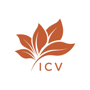 Modern Abstract Botanical Logo with Leaf Motif and Letter mark "ICV" ICV Later Logo, 
