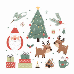 Set of christmas elements