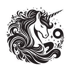 unicorn silhouette vector set