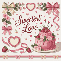 Romantic Wedding and Celebration Elements Vector