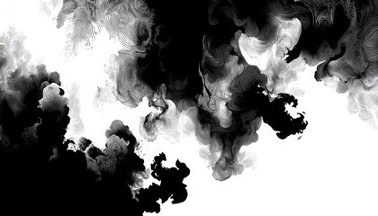 Abstract black and white ink swirl design artistic background