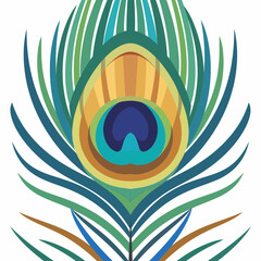 Obraz premium Abstract Peacock Feather In Modern Geometric Style Design