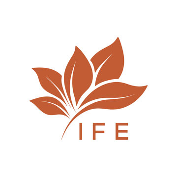Modern Abstract Botanical Logo with Leaf Motif and Letter mark "IFH" IFH Later Logo, 
