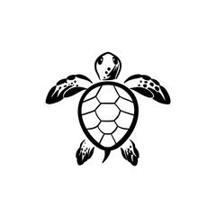 Fototapeta premium Sea Turtle. Sea Turtle simple black and white line art vector logo