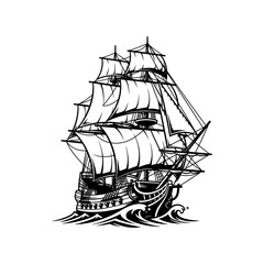 Vintage Ship icon flat vector design.