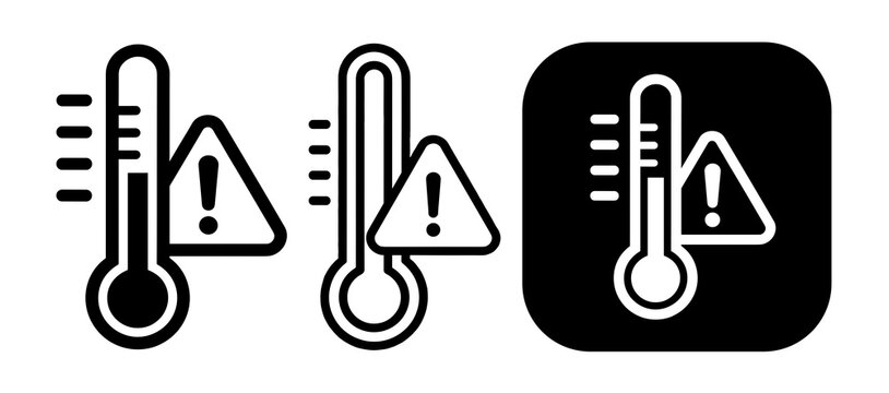 Thermometer with warning sign icon