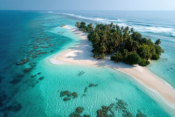 Tropical island paradise with clear waters and sandy beach