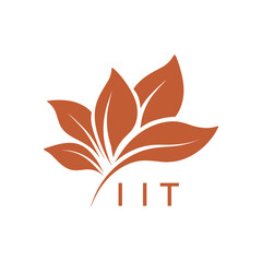 Botanical Nature Logo with Leaves in Brown, IIT Later Logo, Elegant Plant Emblem with Typography, 

