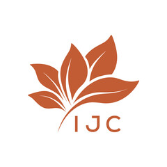 Botanical Nature Logo with Leaves in Brown, IJC Later Logo, Abstract Floral Logo for Natural Products
