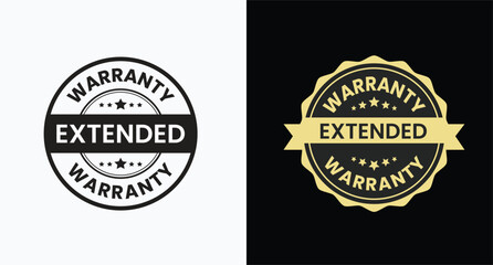 Extended stamp vector or Extended warranty label vector in flat style. Extended stamp vector for design element about warranty. Best Extended Warranty Label Design Element.