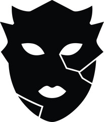 Torn face mask silhouette vector art illustration