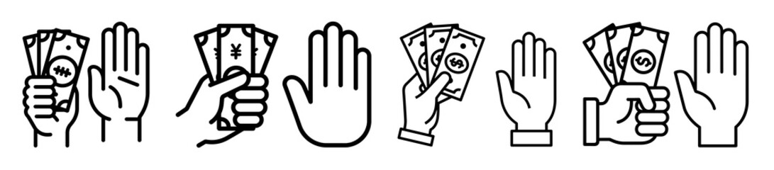 Fototapeta premium Hands offering and rejecting money