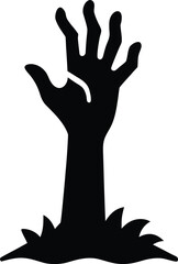 Zombie hand from ground silhouette vector art illustration