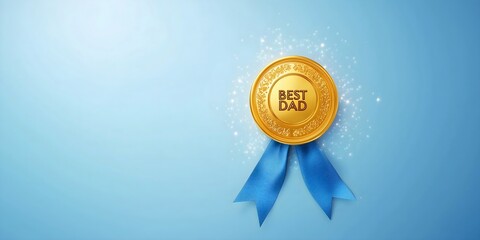 Celebrate Father's Day with a gleaming 'Best Dad' golden medal award, symbolizing appreciation and love for an amazing father.
