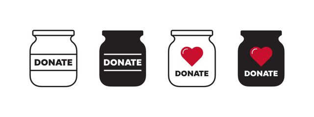Donation bank icons. Donation symbol. Charity and volunteer concept