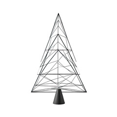 Geometric tree with abstract, angular framework. Dark background, minimalist art