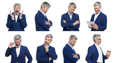 Businessman on white background. Collage of portraits