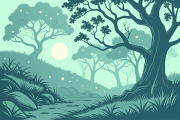 Fototapeta premium Spiritual fusion of nature and animals in vibrant illustration