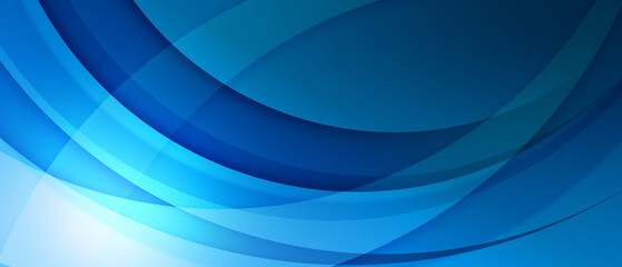 Abstract blue gradient curve horizontal banner background
