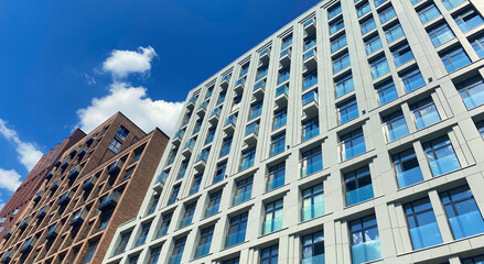 Obraz premium Architecture and real estate, modern residential apartment building with large panoramic windows