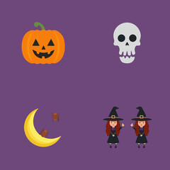 Template vector of halloween icons set with flat design