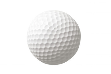 Golf ball isolated, white dimpled sport equipment for playing, transparent background for easy use
