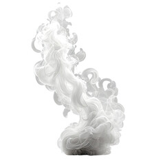 Abstract, swirling white smoke, isolated on a black background