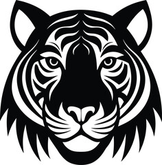 Striking vector illustration of a wild tiger's head, perfect for a bold tattoo or design logo