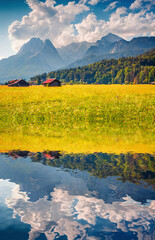Sunny summer view of Garmisch-Partenkirchen mountain ski resort