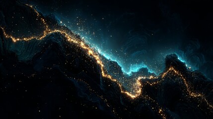 Abstract cosmic landscape glowing nebula dark energy space
