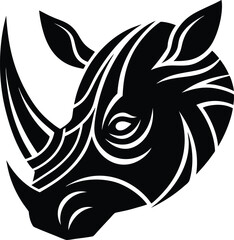 A tribal design vector illustration of a black and white tiger head tattoo symbol