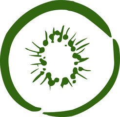Hand drawn fruit . Ink logo,  icon. Vector illustration. Kiwi 