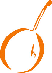 Hand drawn fruit . Ink logo,  icon. Vector illustration. Prune 