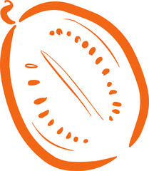 Hand drawn fruit . Ink logo,  icon. Vector illustration. Watermelon slices 