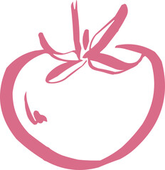 Hand drawn fruit . Ink logo,  icon. Vector illustration. Tomato 