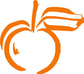 Hand drawn fruit . Ink logo,  icon. Vector illustration. Peach