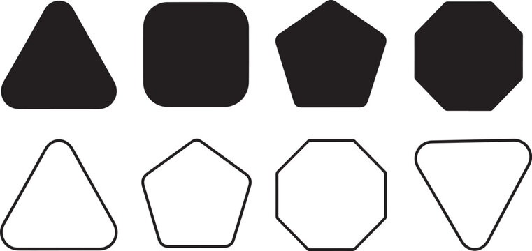 Geometric shapes with rounded corners triangle square