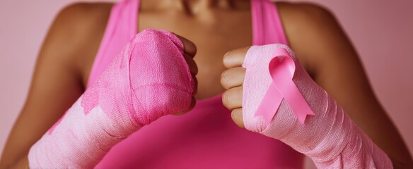 The Pink Ribboned Boxer Showing Strength And Solidarity For Breast Cancer Awareness